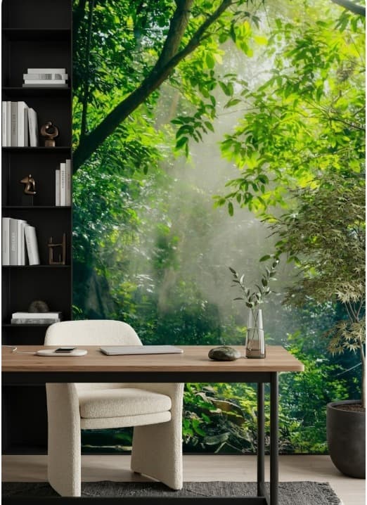 Lush Green mural — home office