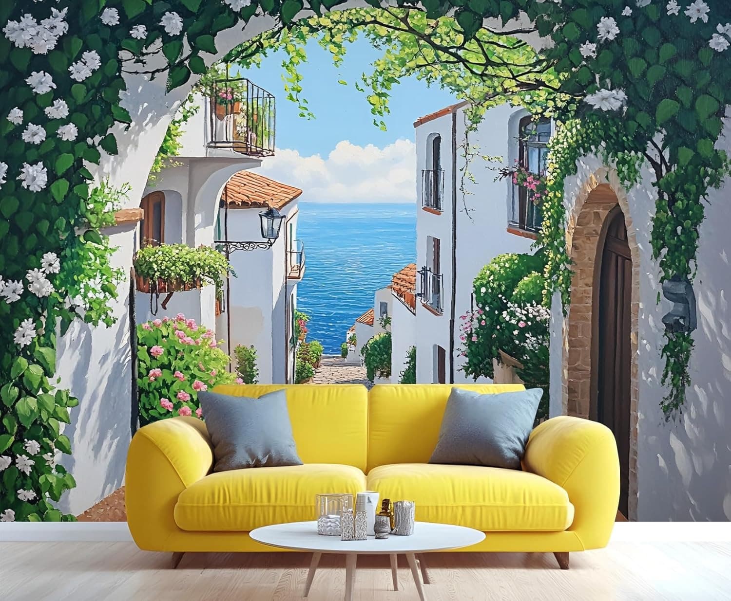Coastal Horizon mural — bedroom